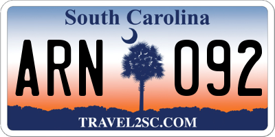 SC license plate ARN092