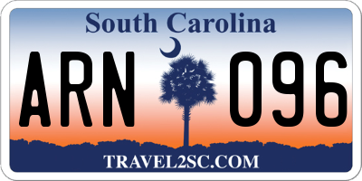 SC license plate ARN096