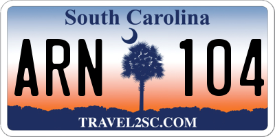 SC license plate ARN104