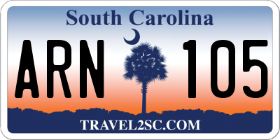 SC license plate ARN105