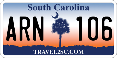 SC license plate ARN106