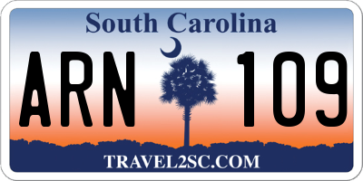 SC license plate ARN109