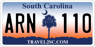 SC license plate ARN110