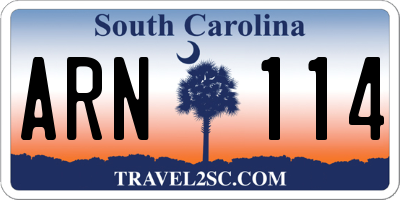 SC license plate ARN114
