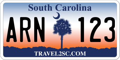 SC license plate ARN123
