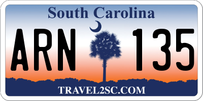 SC license plate ARN135