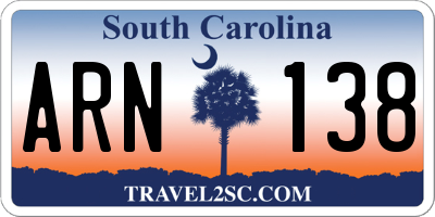 SC license plate ARN138