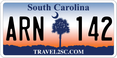 SC license plate ARN142