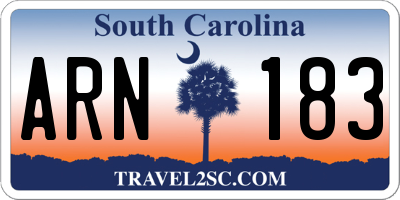 SC license plate ARN183