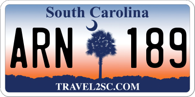 SC license plate ARN189