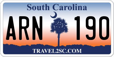 SC license plate ARN190