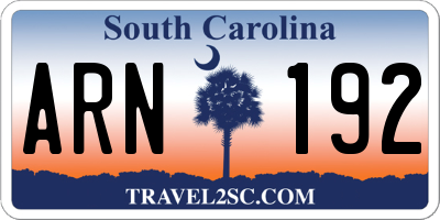 SC license plate ARN192
