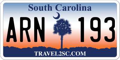 SC license plate ARN193