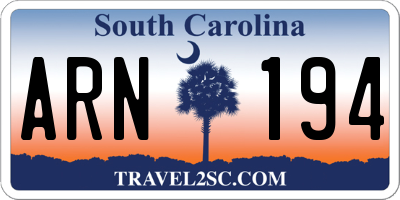 SC license plate ARN194