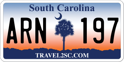 SC license plate ARN197