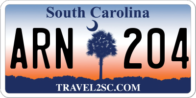 SC license plate ARN204