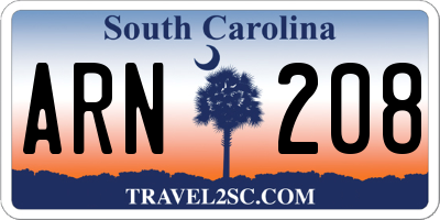 SC license plate ARN208