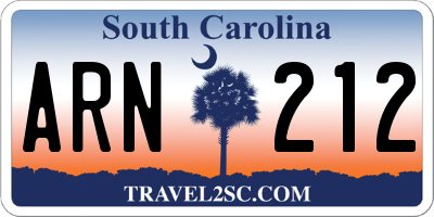 SC license plate ARN212