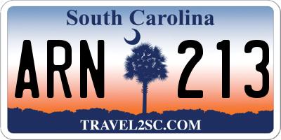 SC license plate ARN213