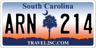 SC license plate ARN214