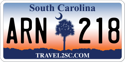 SC license plate ARN218
