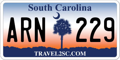 SC license plate ARN229