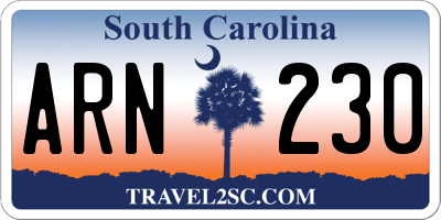 SC license plate ARN230