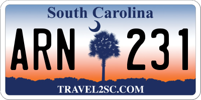 SC license plate ARN231