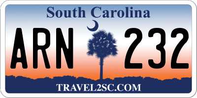 SC license plate ARN232