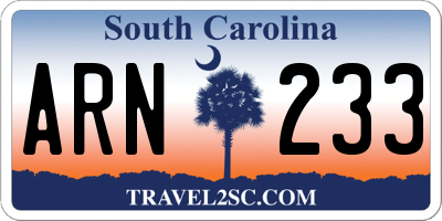 SC license plate ARN233