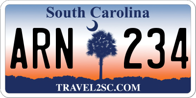 SC license plate ARN234