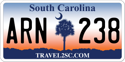 SC license plate ARN238