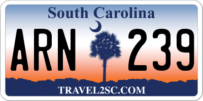 SC license plate ARN239
