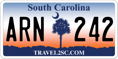 SC license plate ARN242