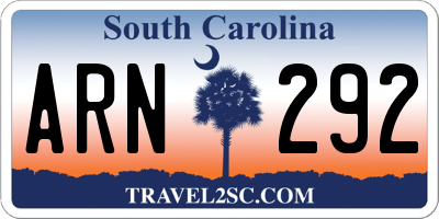 SC license plate ARN292