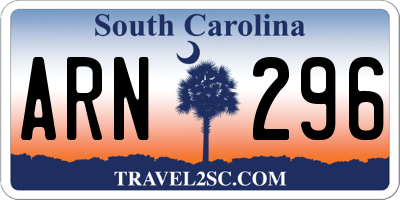 SC license plate ARN296