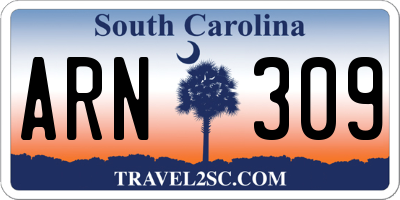 SC license plate ARN309