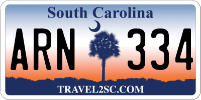 SC license plate ARN334