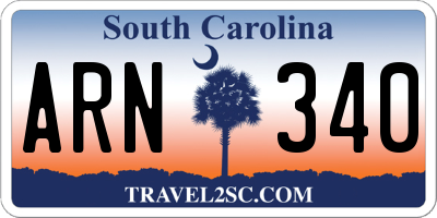 SC license plate ARN340