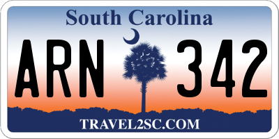 SC license plate ARN342