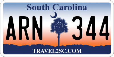 SC license plate ARN344