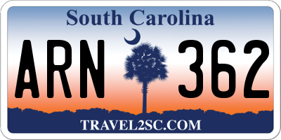 SC license plate ARN362