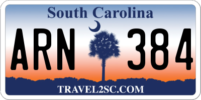 SC license plate ARN384