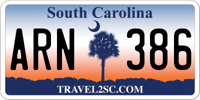 SC license plate ARN386