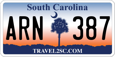 SC license plate ARN387