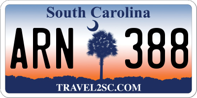 SC license plate ARN388