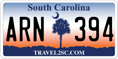 SC license plate ARN394