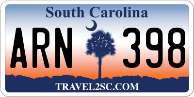 SC license plate ARN398