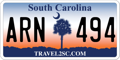 SC license plate ARN494