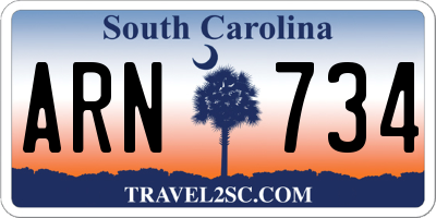 SC license plate ARN734